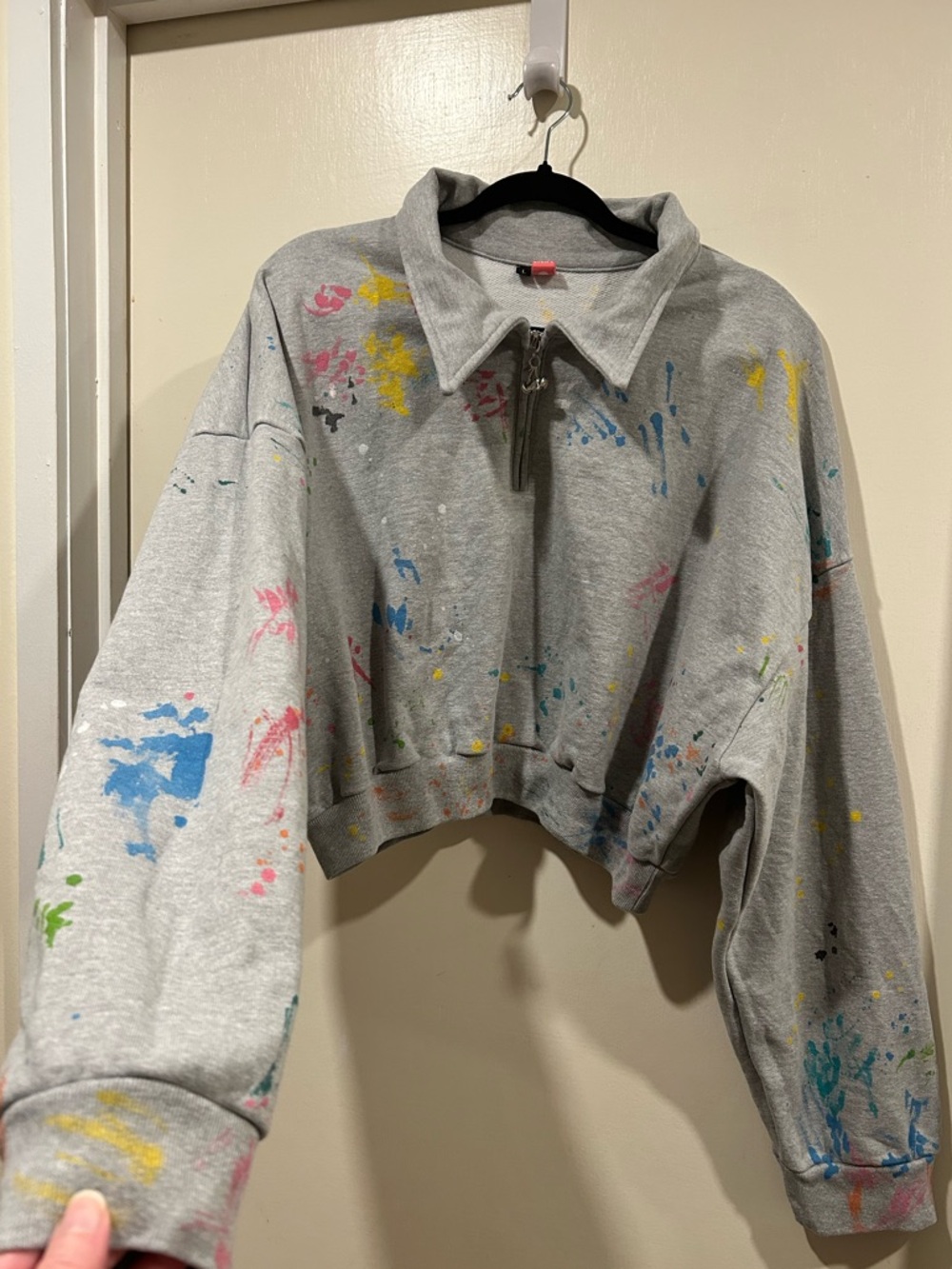 STRIPT Paint Splatter Quarter Zip Sz L